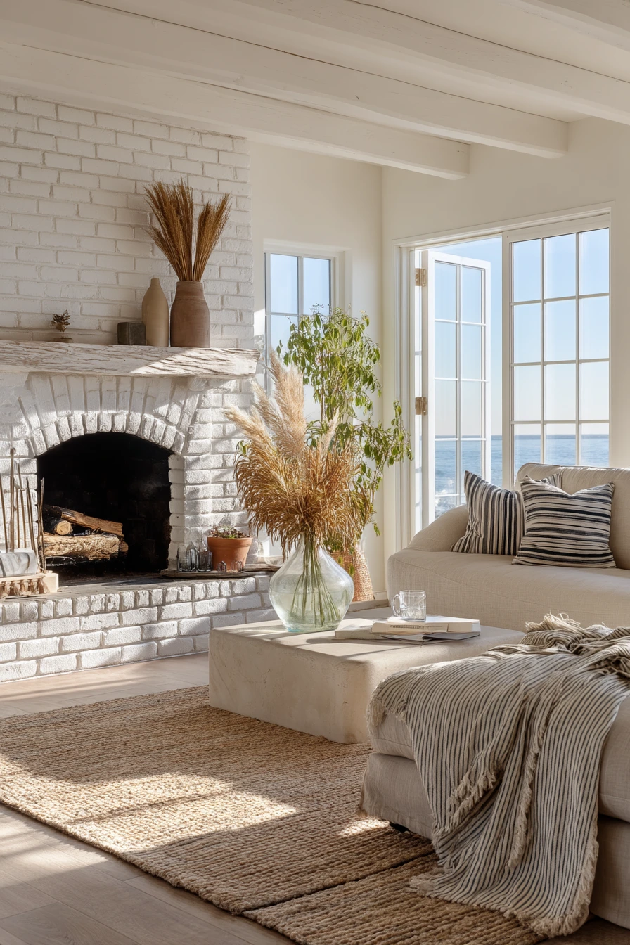 white brick fireplace ideas 31
