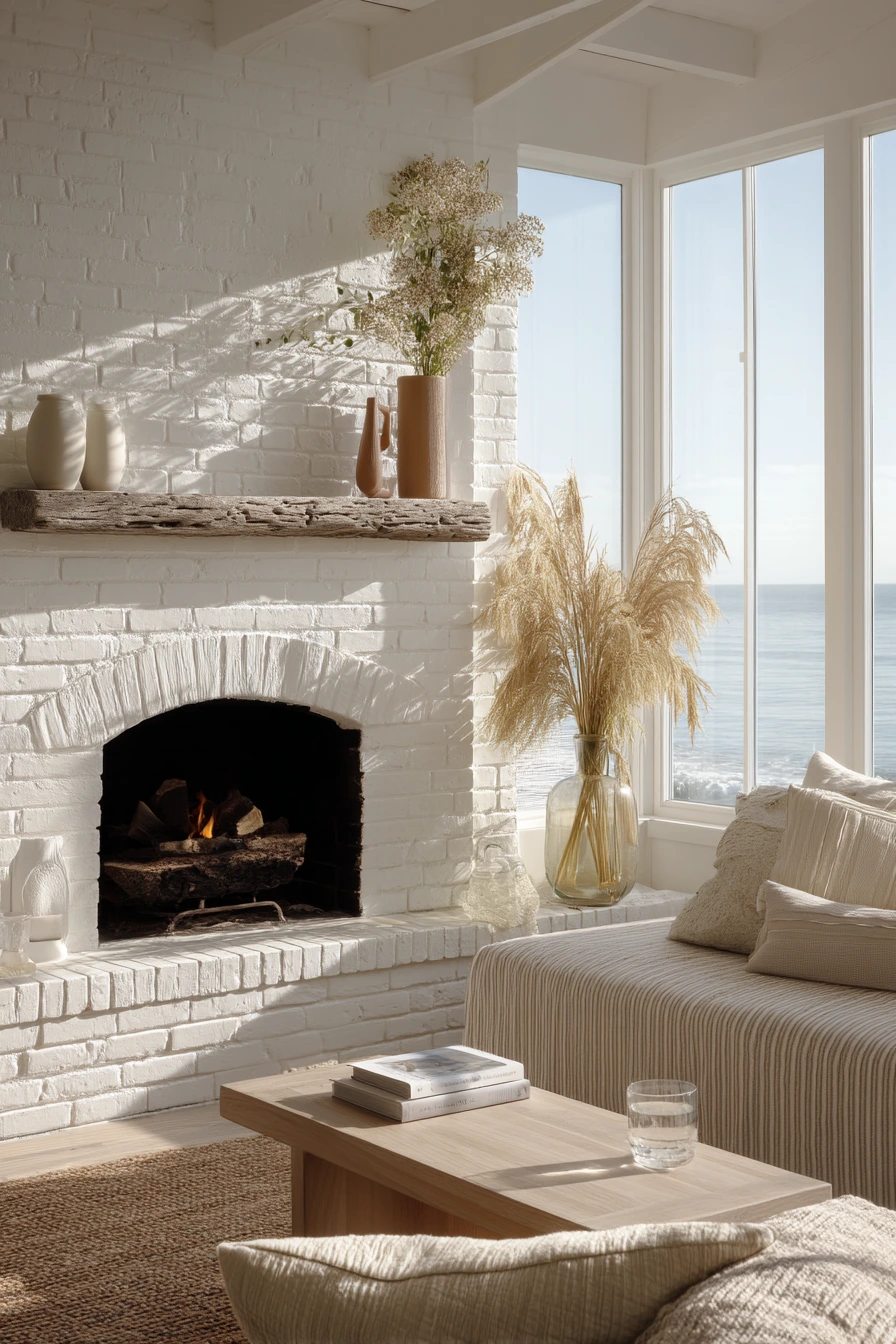 white brick fireplace ideas 32