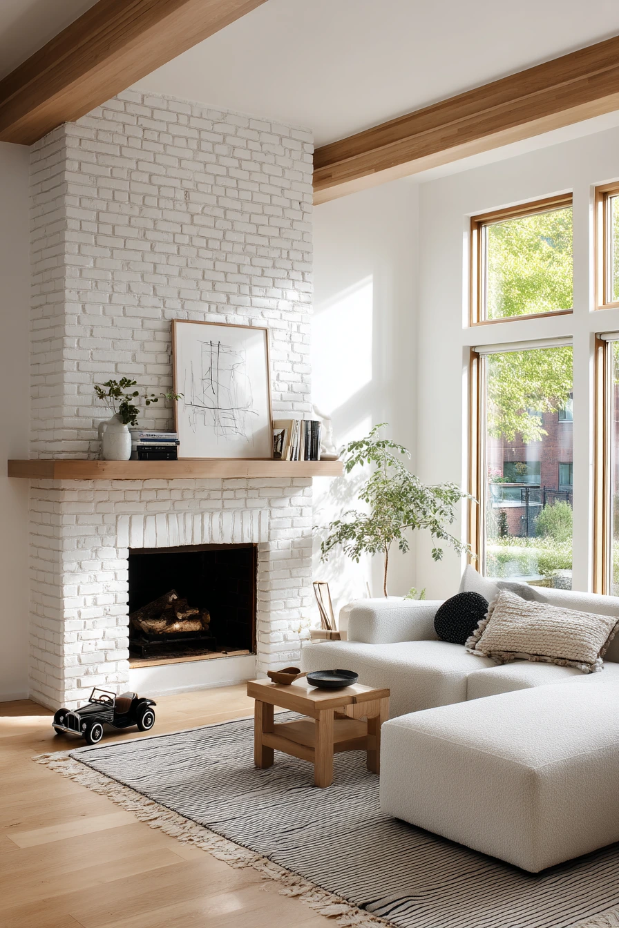 white brick fireplace ideas 38