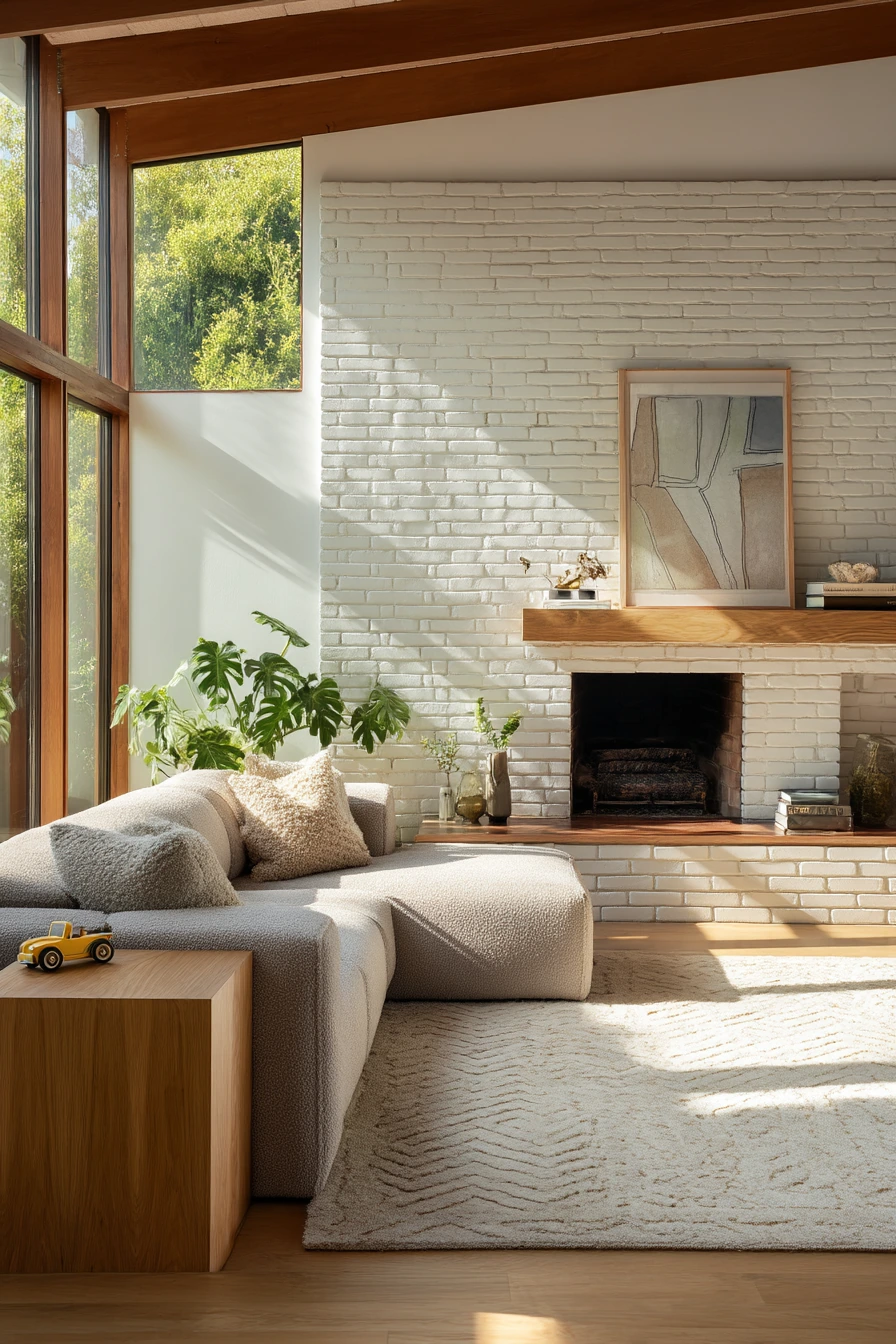 white brick fireplace ideas 39