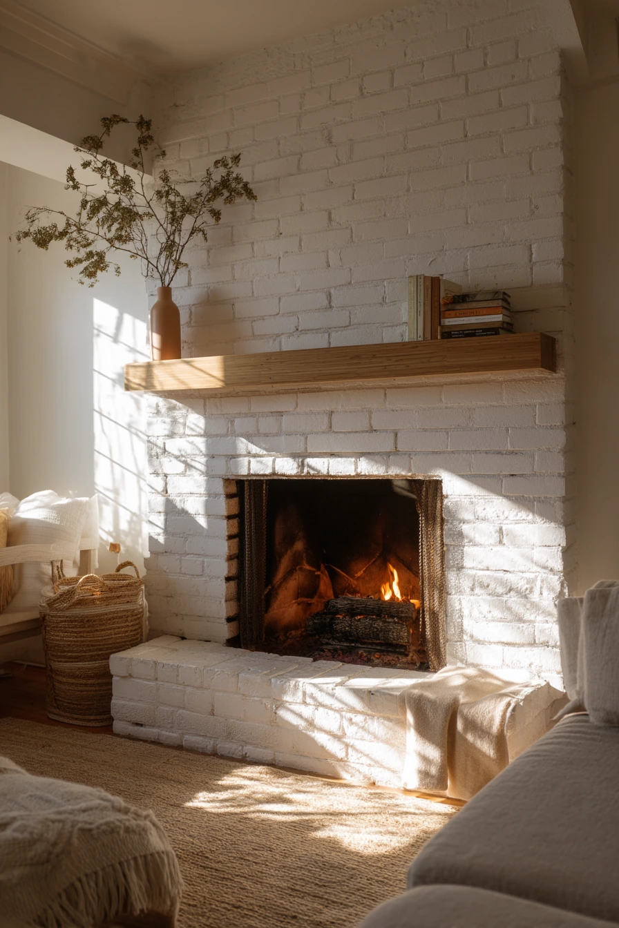 white brick fireplace ideas 4