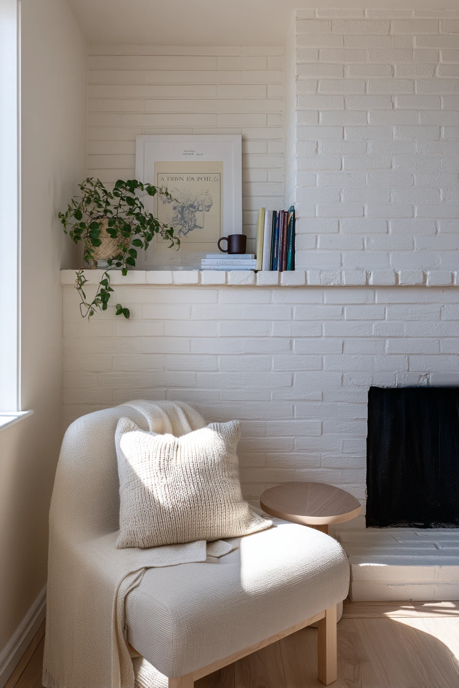 white brick fireplace ideas 7