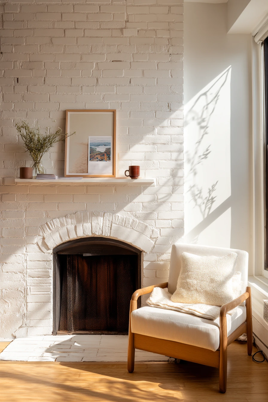 white brick fireplace ideas 8